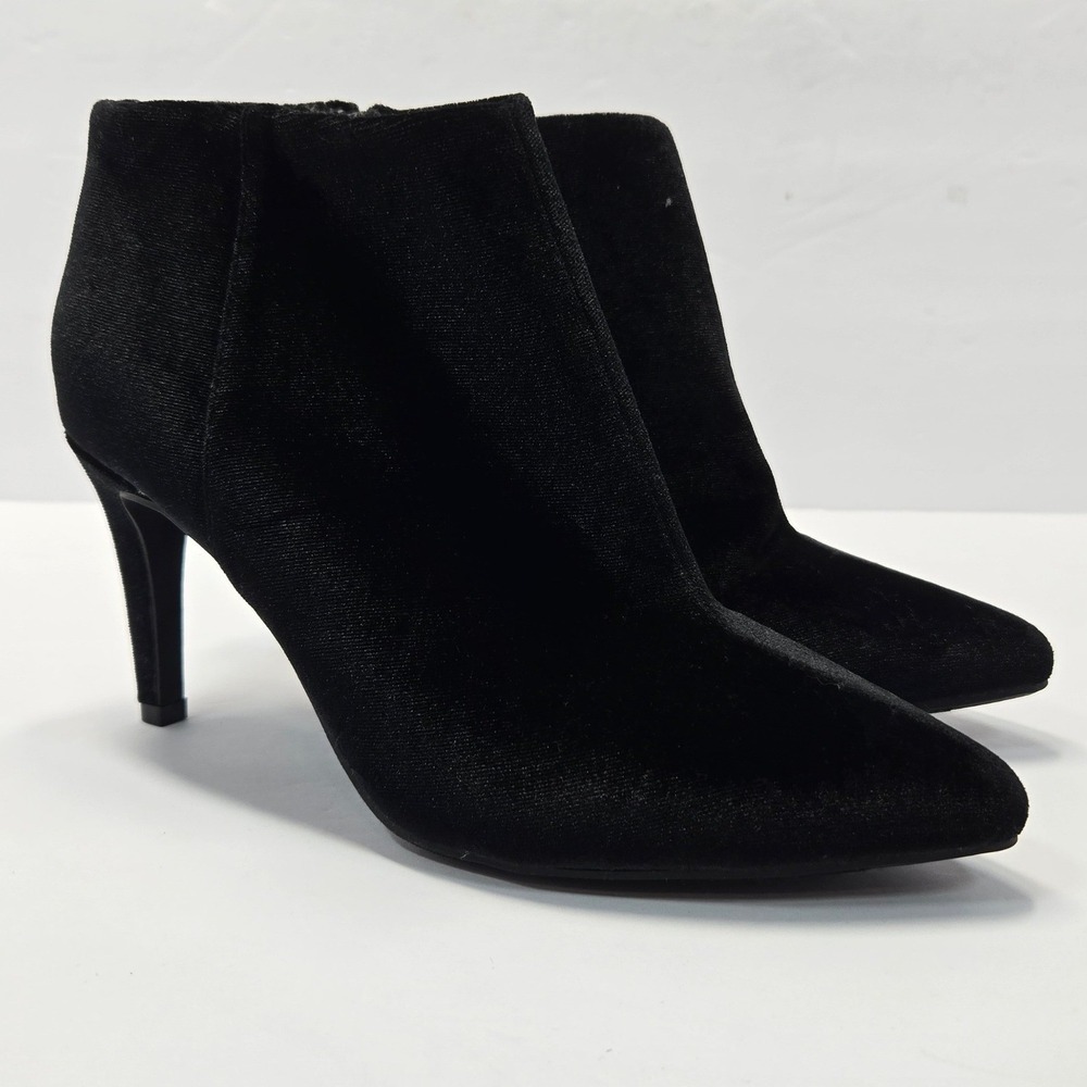 Old Navy Womens Black Velvet Pointed Toe Stiletto Heel Ankle Booties Size 7 - Picture 10 of 13